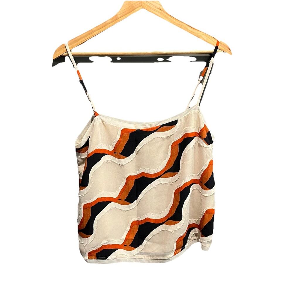 Ulla Johnson Conch Cali Appliqued Tank Top Orange Black Cream Sz 6